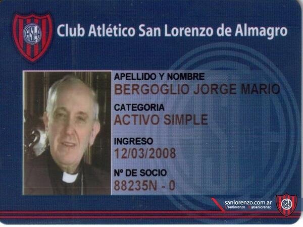 Ferenc Pápa klubtagsági igazolványa San Lorenzo de Almagro
