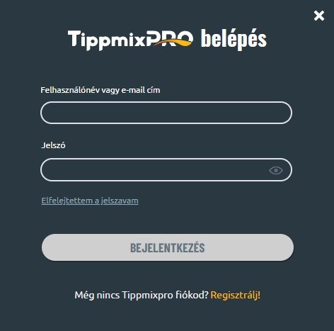 TippmixPro bejelentkezés