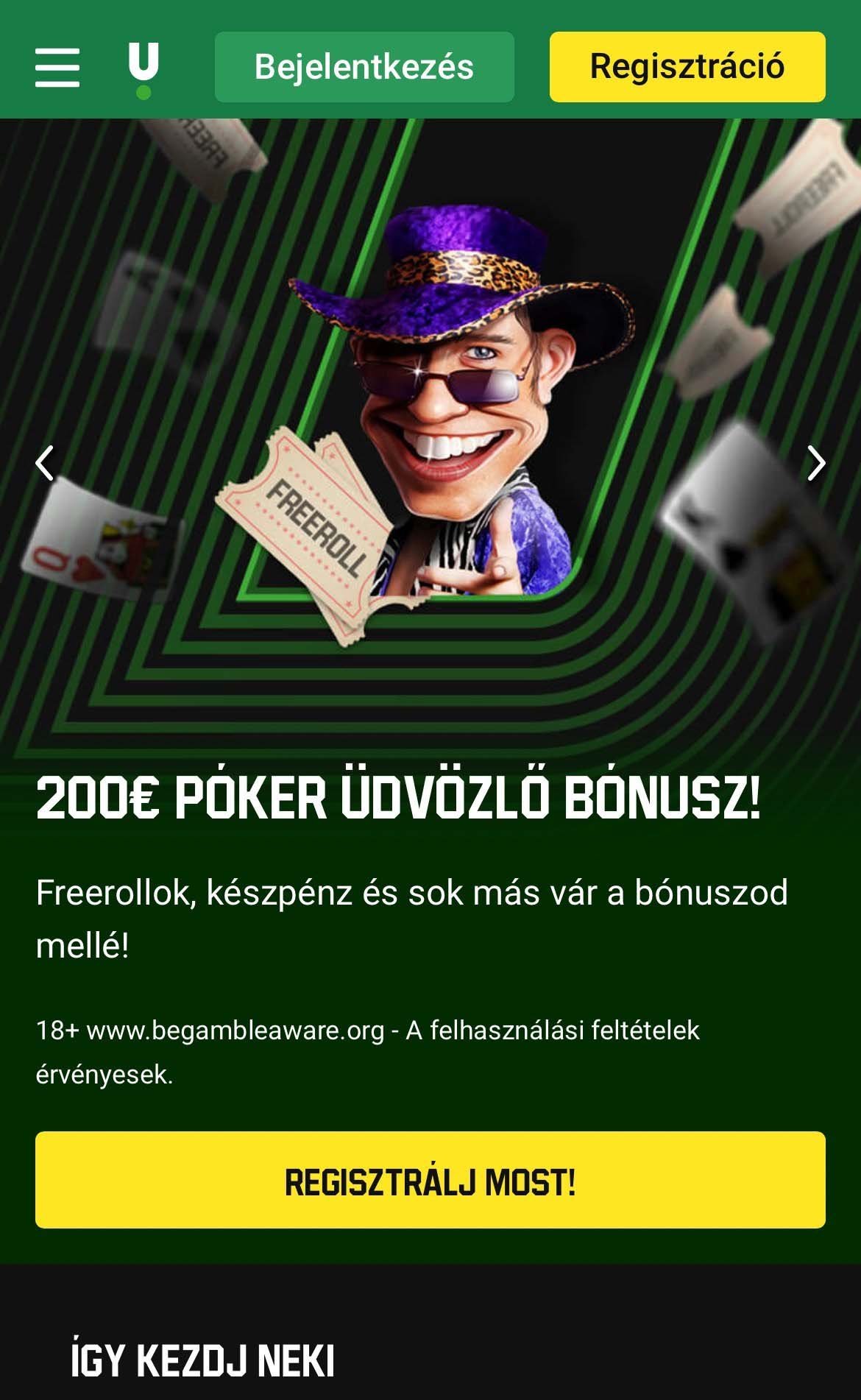 Unibet HU Póker mobil